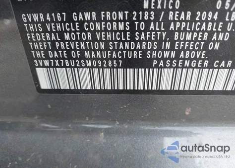 2025 Volkswagen Jetta 1.5T Se from USA, damaged, VIN 3VW7X7BU2SM092857